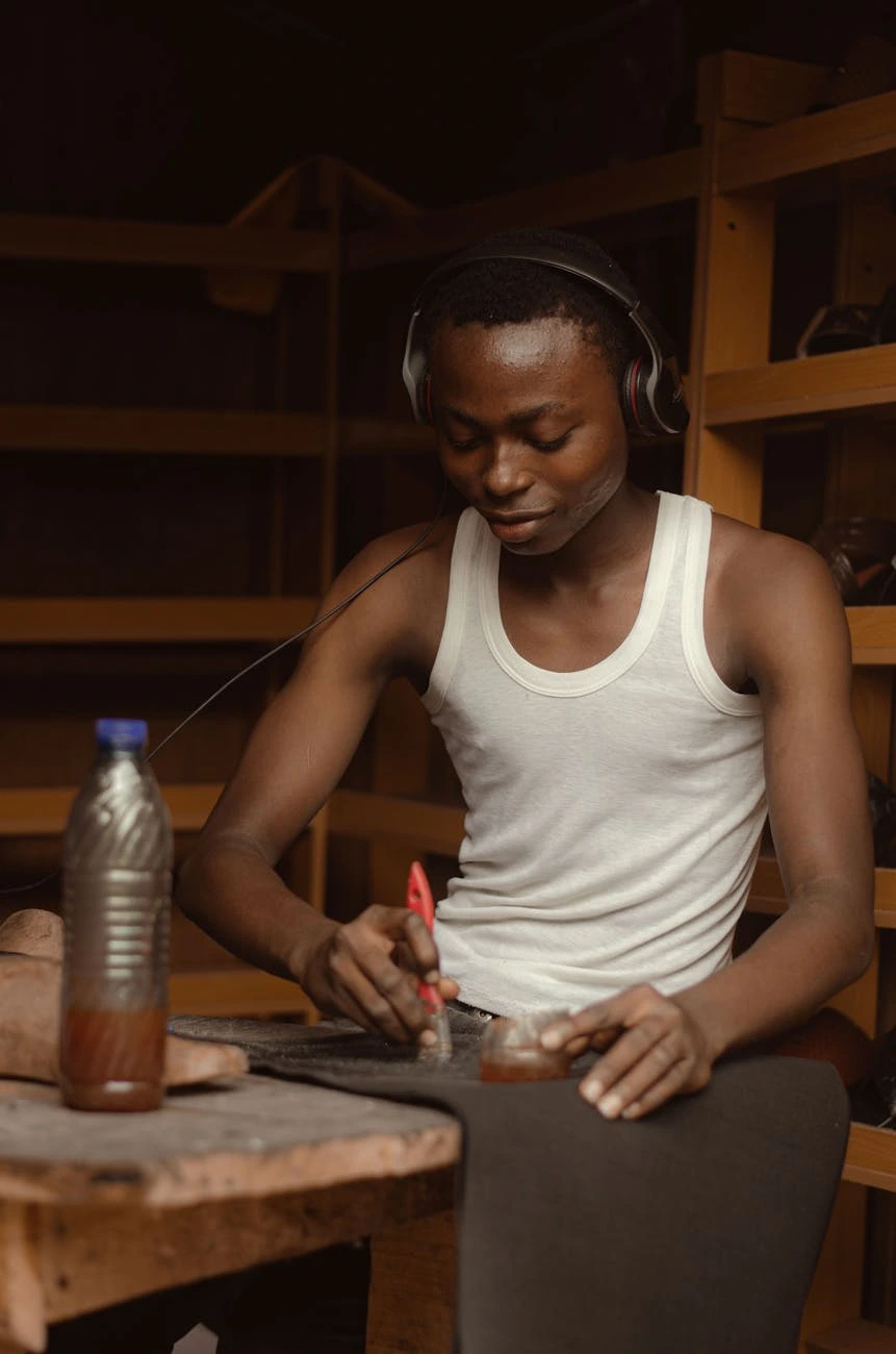 Cobbler at his workbench